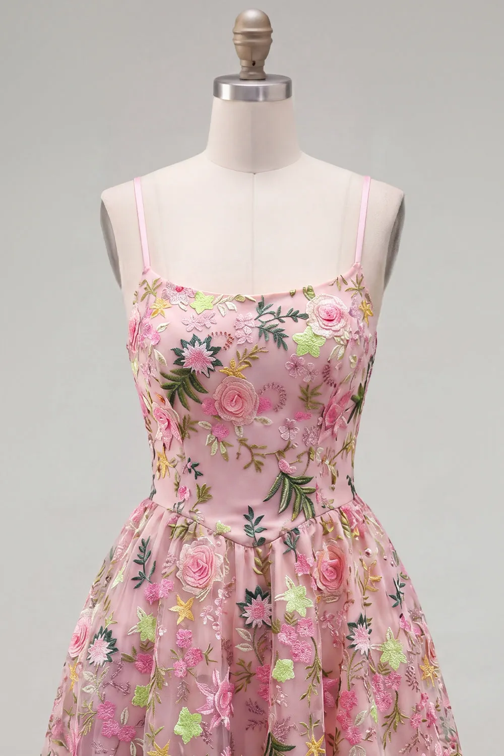 Floral Pink A Line Applique Short Homecoming Dress with Lace Up Back sold by Wedtrend product image thumbnail 5