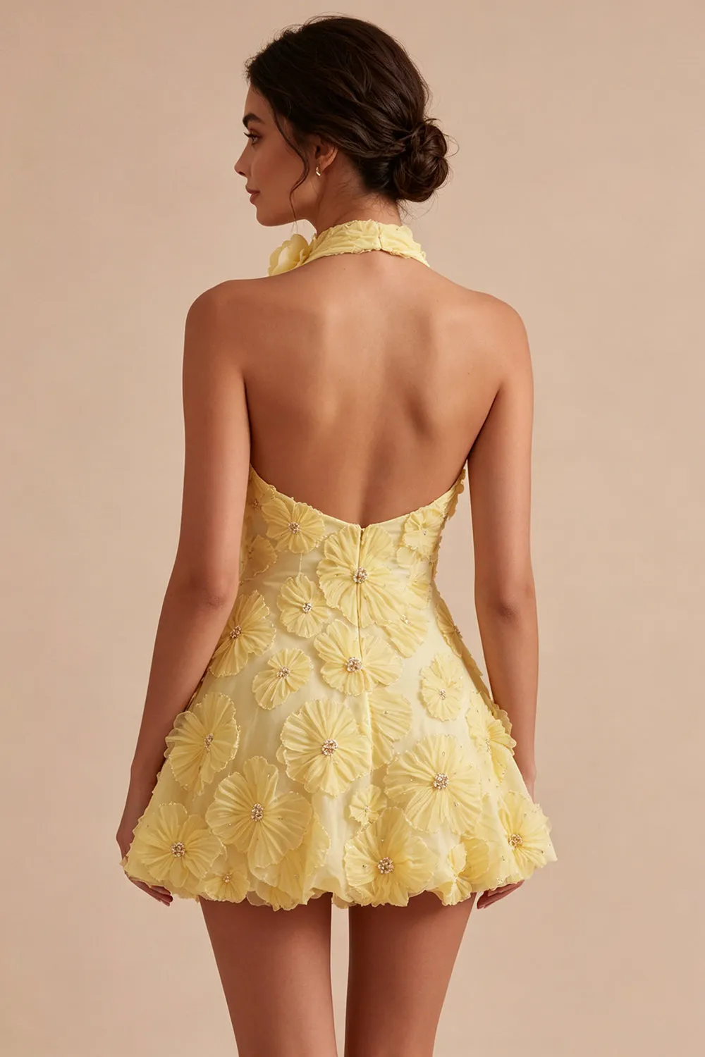 Daffodil A Line Floral Halter Homecoming Dress with Beading sold by Wedtrend product image thumbnail 2