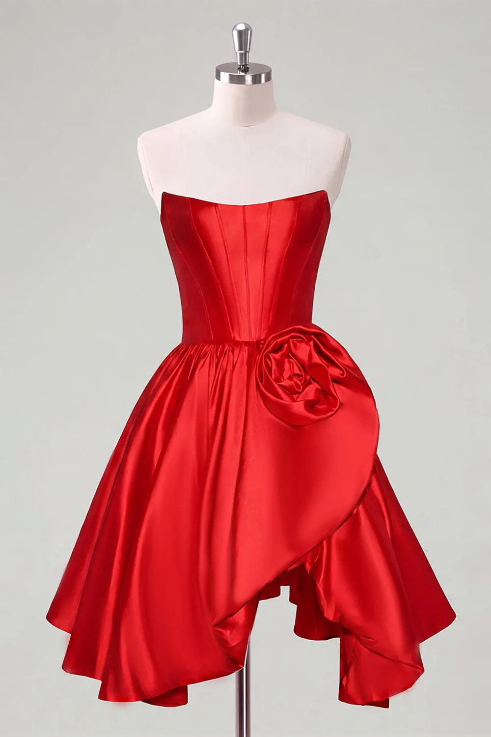 Corset A Line Strapless Red Homecoming Dress with Flower sold by Wedtrend product image thumbnail 5