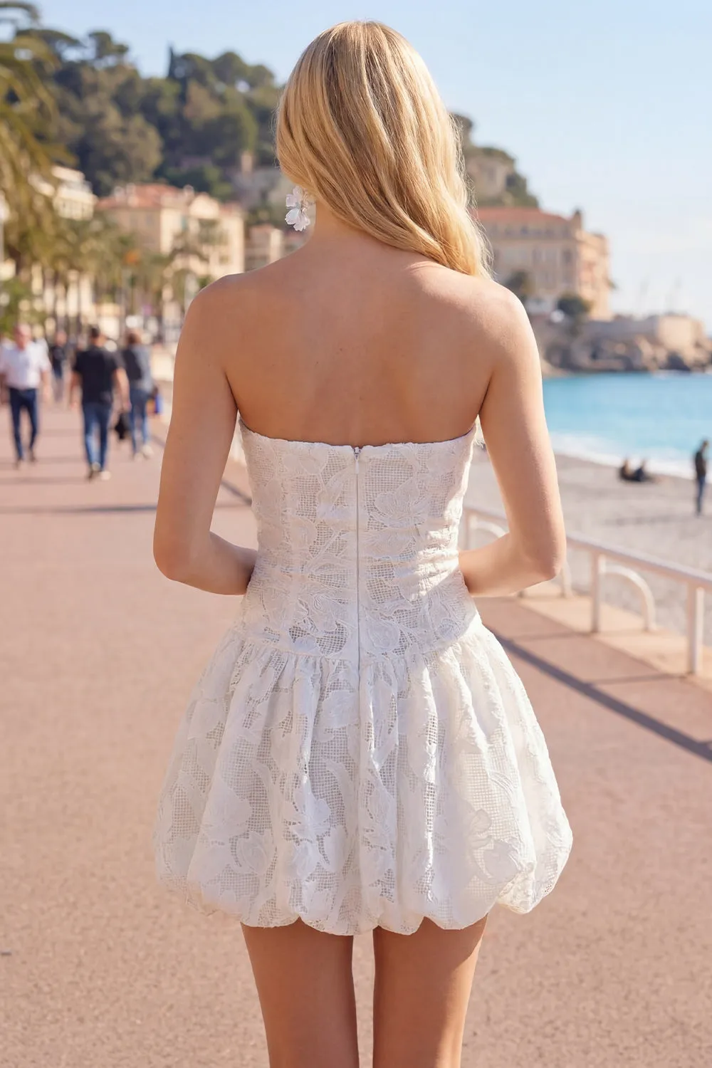 Strapless A Line White Short Homecoming Dress sold by Wedtrend product image thumbnail 2