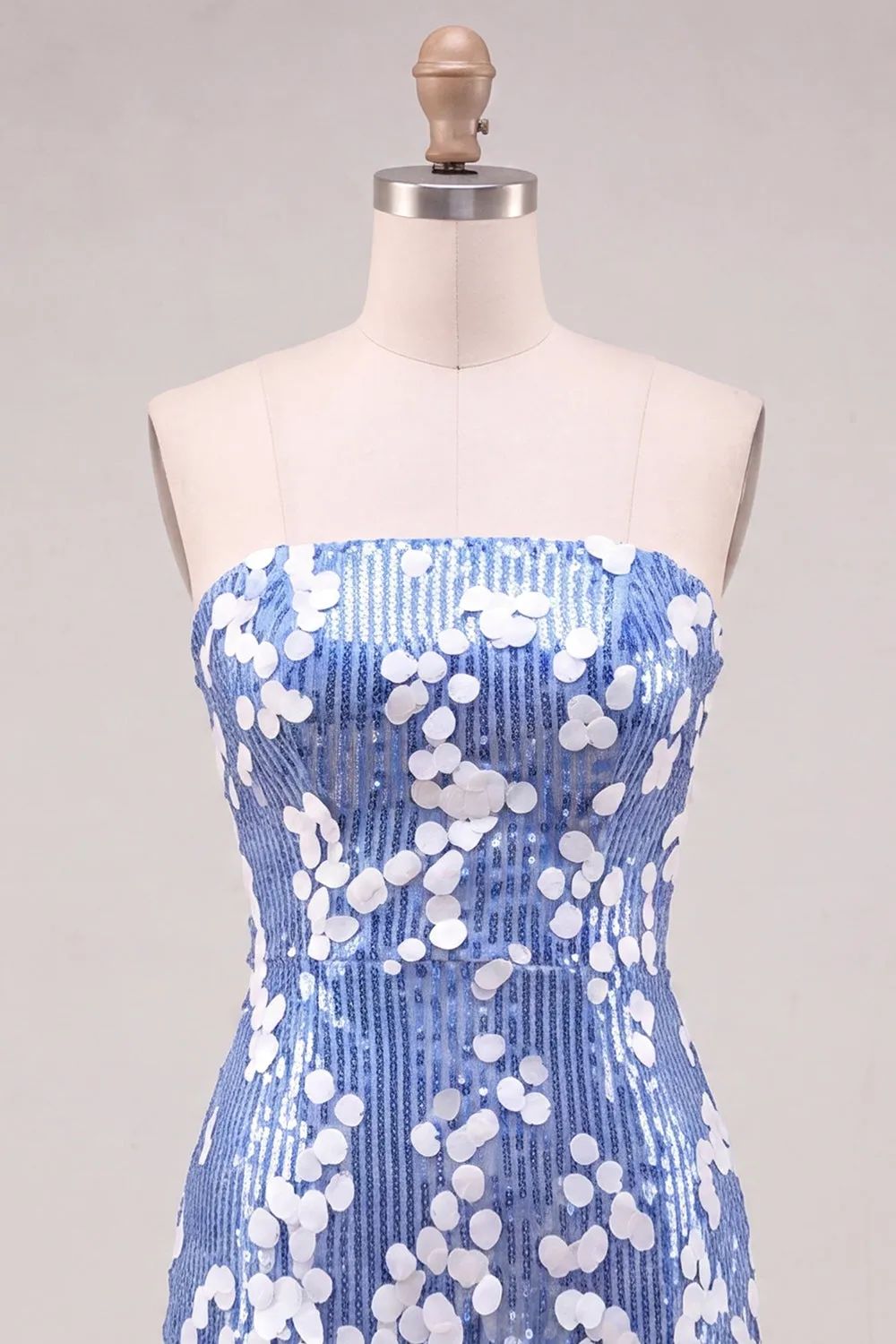Blue Strapless Bodycon Sequin Homecoming Dress sold by Wedtrend product image thumbnail 5