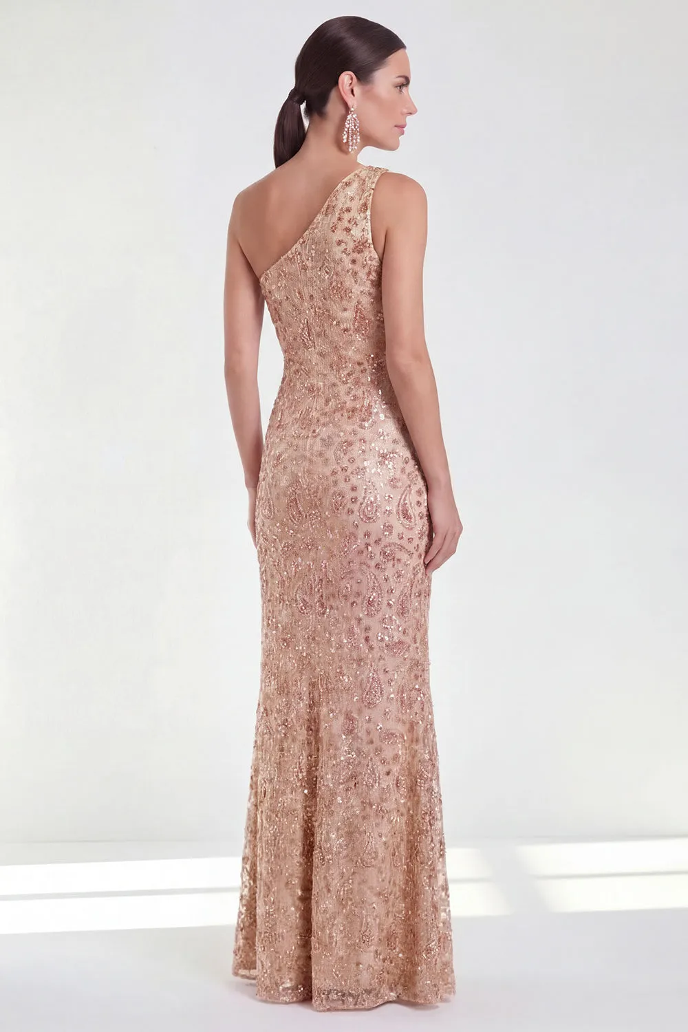 One Shoulder Champagne Sequin Mermaid Mother of the Bride Dress sold by Wedtrend product image thumbnail 2