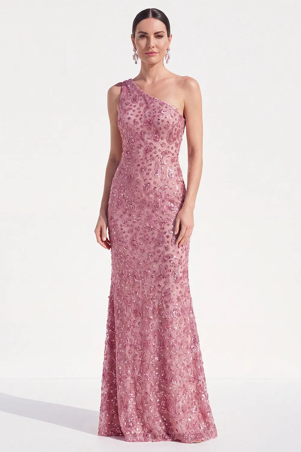 One Shoulder Champagne Sequin Mermaid Mother of the Bride Dress sold by Wedtrend product image thumbnail 5