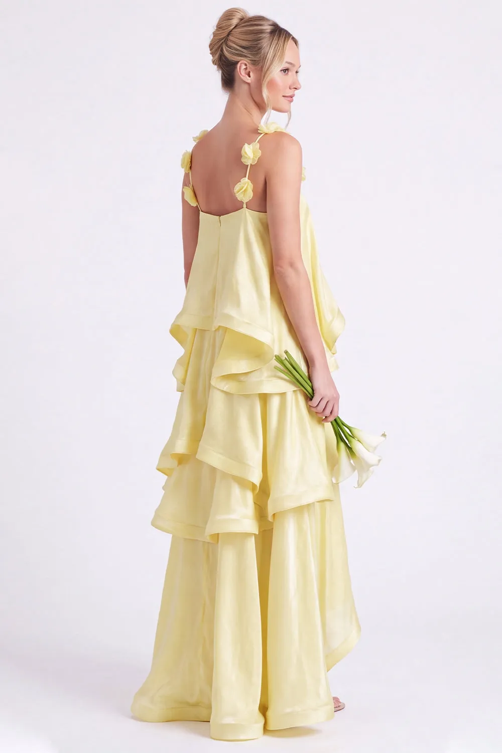 Daffodil Tiered Ruffle A Line Bridesmaid Dress with 3D Flowers sold by Wedtrend product image thumbnail 3