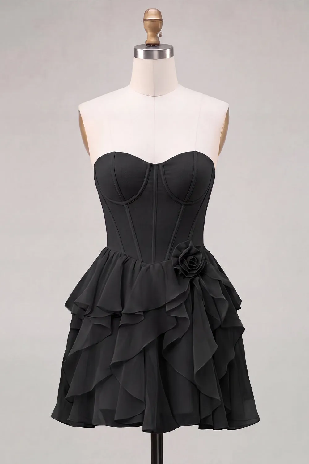 Strapless Corset A Line Ruffle Pink Homecoming Dress sold by Wedtrend product image thumbnail 5