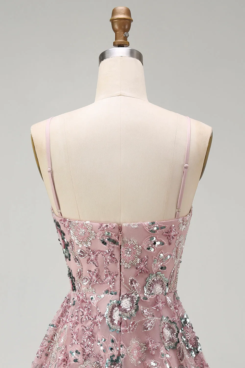 Blush Sequin Beaded A Line Short Homecoming Dress sold by Wedtrend product image thumbnail 5