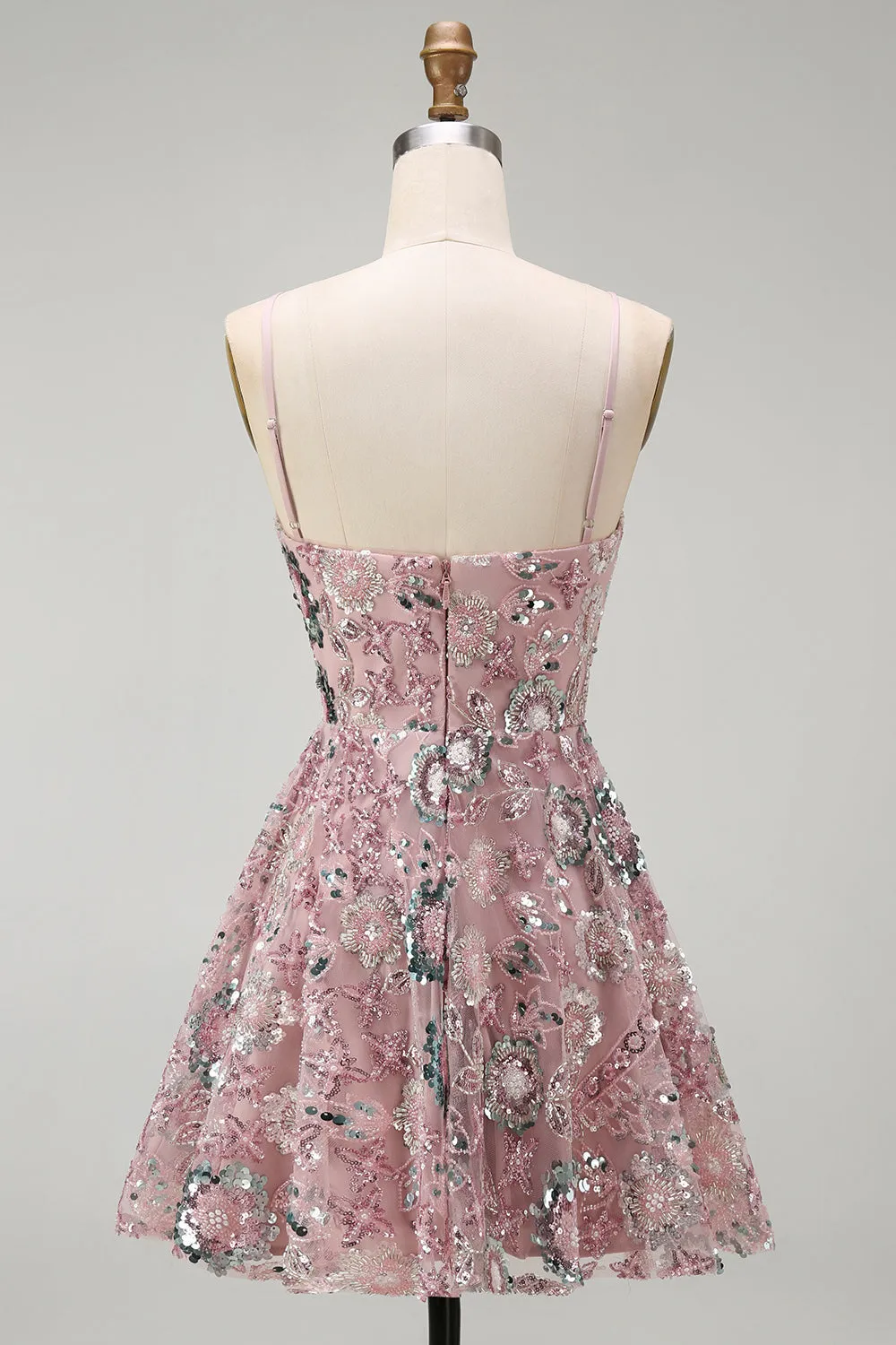 Blush Sequin Beaded A Line Short Homecoming Dress sold by Wedtrend product image thumbnail 2
