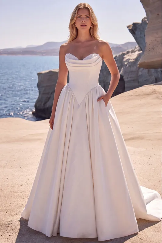 Corset Sweetheart White Bridal Gown with Lace-up Back made by Wedtrend