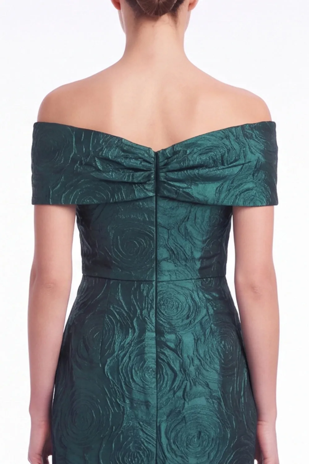 Mermaid Off the Shoulder Jacquard Dark Green Formal Dress sold by Wedtrend product image thumbnail 5