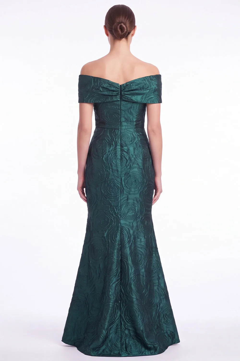 Mermaid Off the Shoulder Jacquard Dark Green Formal Dress sold by Wedtrend product image thumbnail 2
