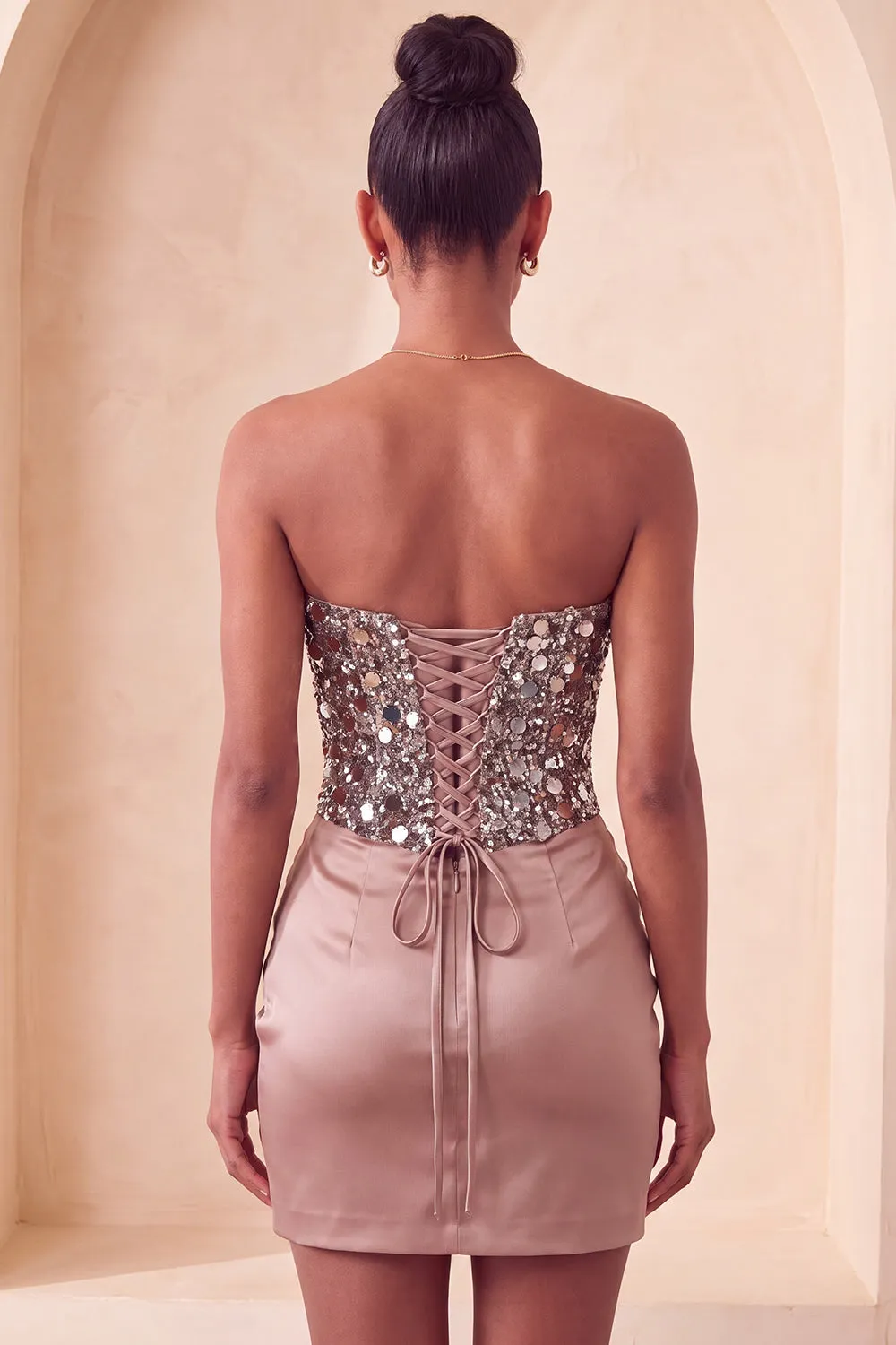 Champagne Sequin Bodycon Sweetheart Homecoming Dress sold by Wedtrend product image thumbnail 2