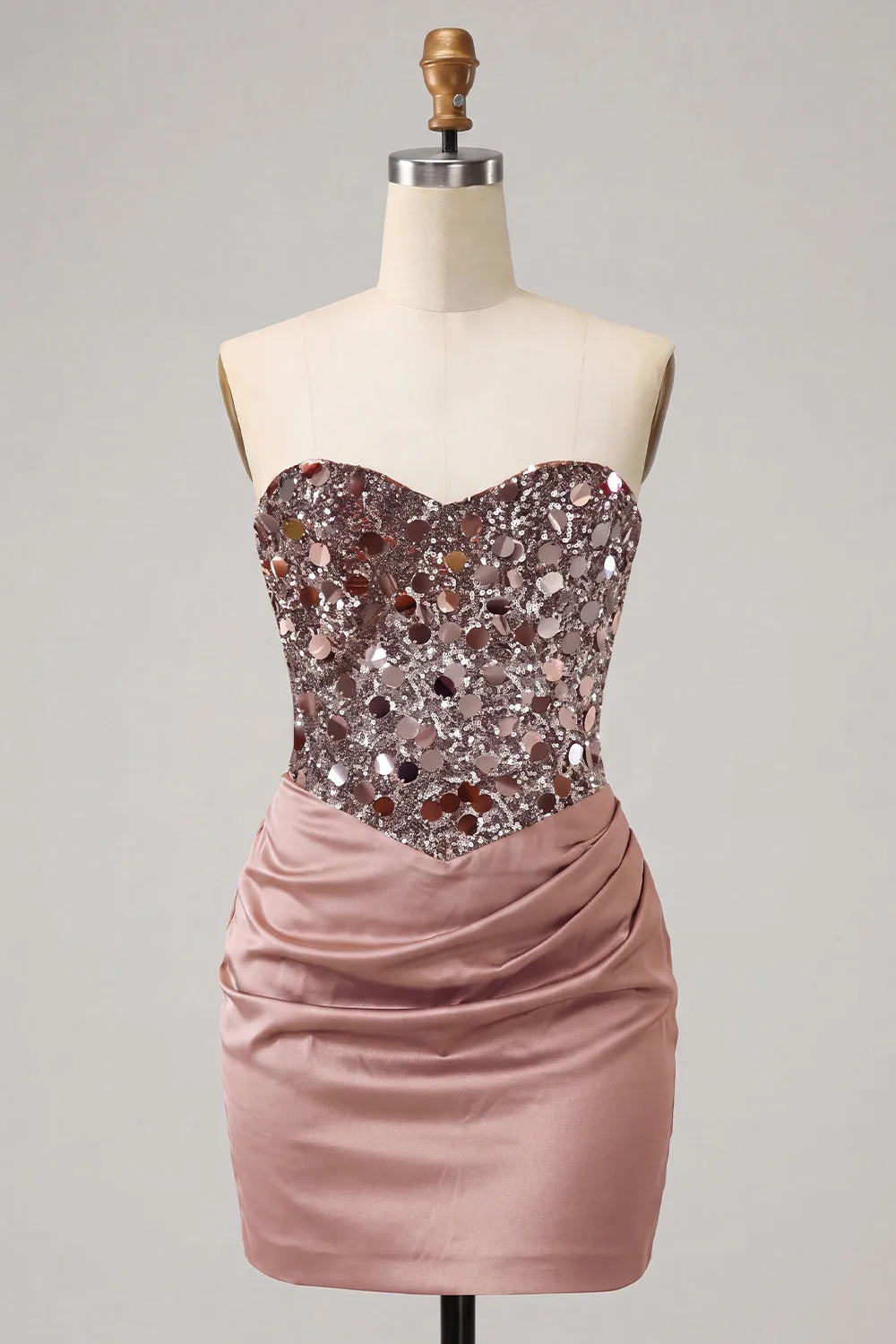 Champagne Sequin Bodycon Sweetheart Homecoming Dress sold by Wedtrend product image thumbnail 3