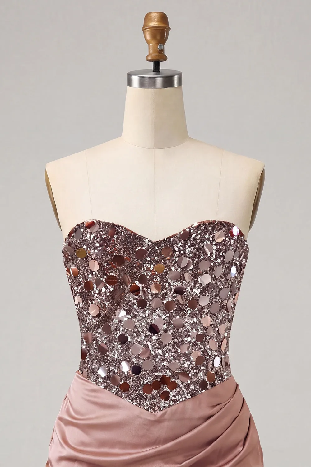 Champagne Sequin Bodycon Sweetheart Homecoming Dress sold by Wedtrend product image thumbnail 5
