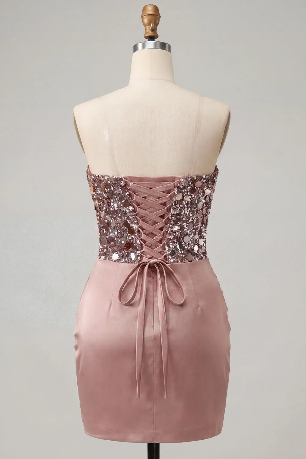 Champagne Sequin Bodycon Sweetheart Homecoming Dress sold by Wedtrend product image thumbnail 4