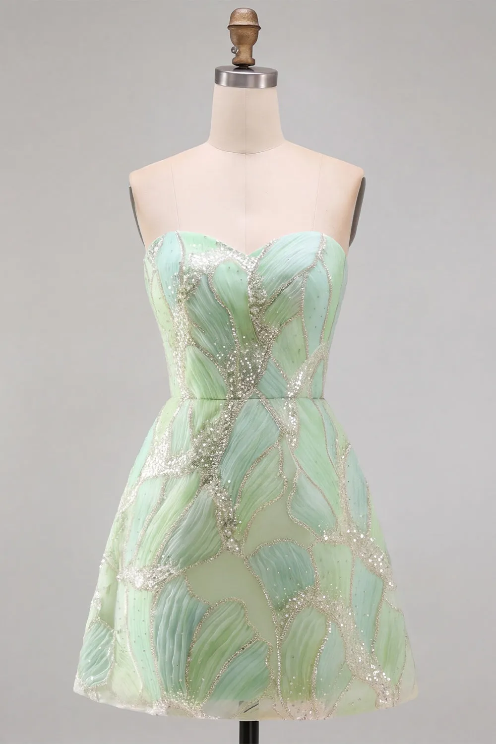 Sweetheart Green A Line Sequin Homecoming Dress sold by Wedtrend product image thumbnail 5