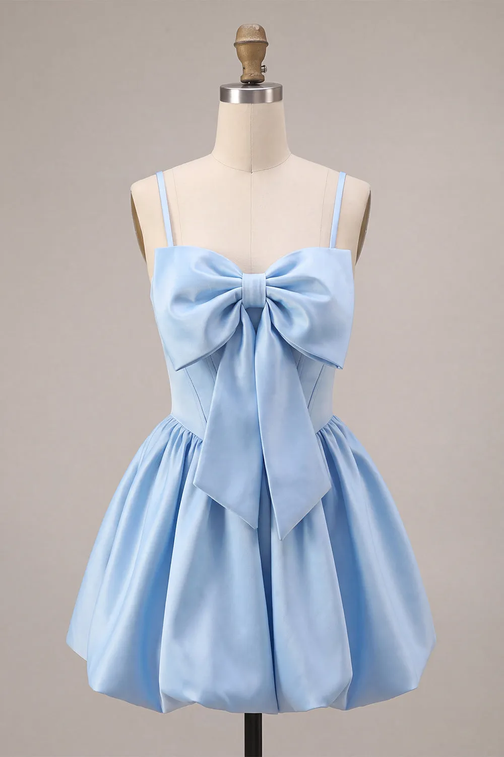 Sky Blue Satin A Line Homecoming Dress with Bow sold by Wedtrend product image thumbnail 3