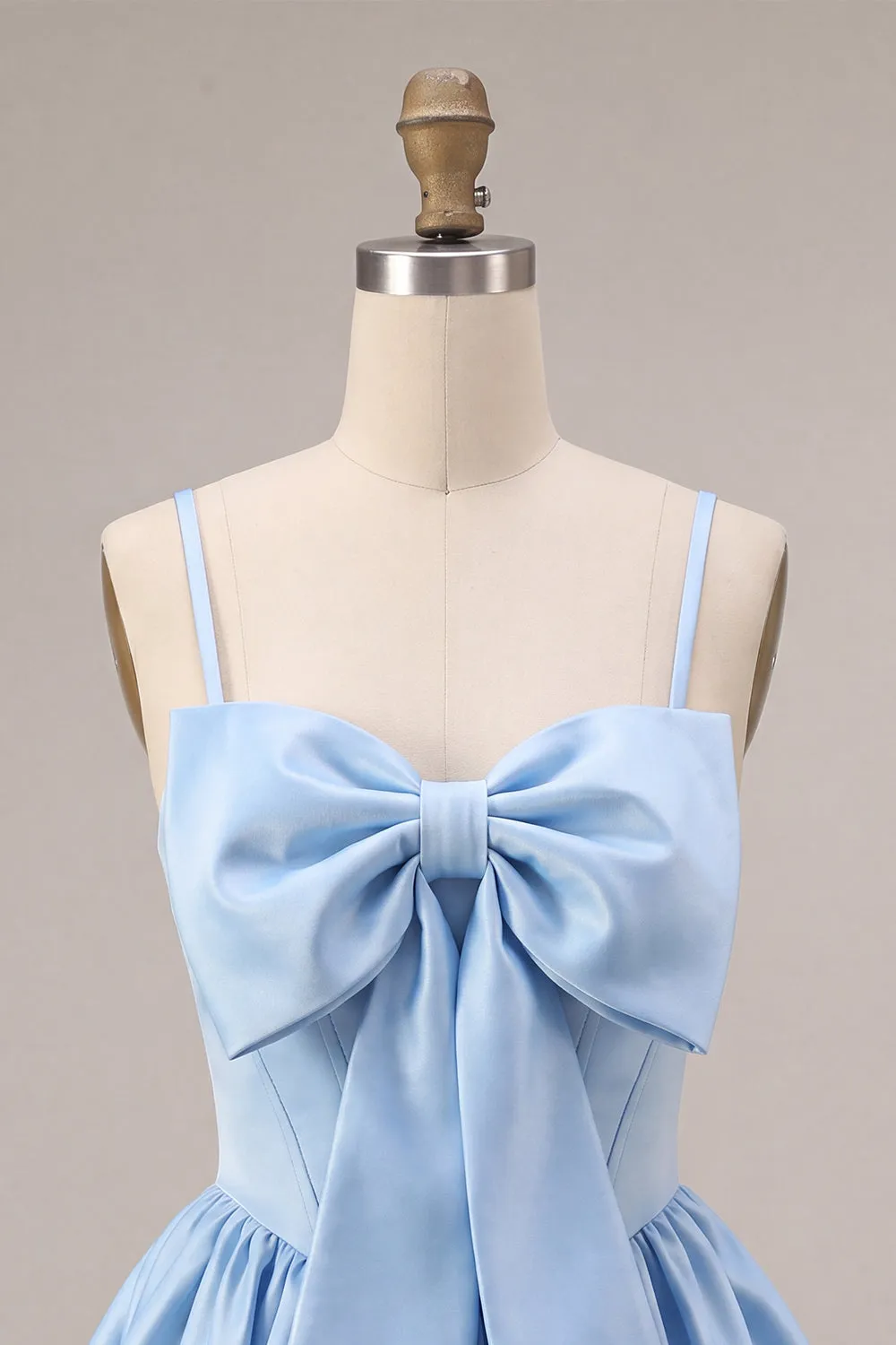 Sky Blue Satin A Line Homecoming Dress with Bow sold by Wedtrend product image thumbnail 5