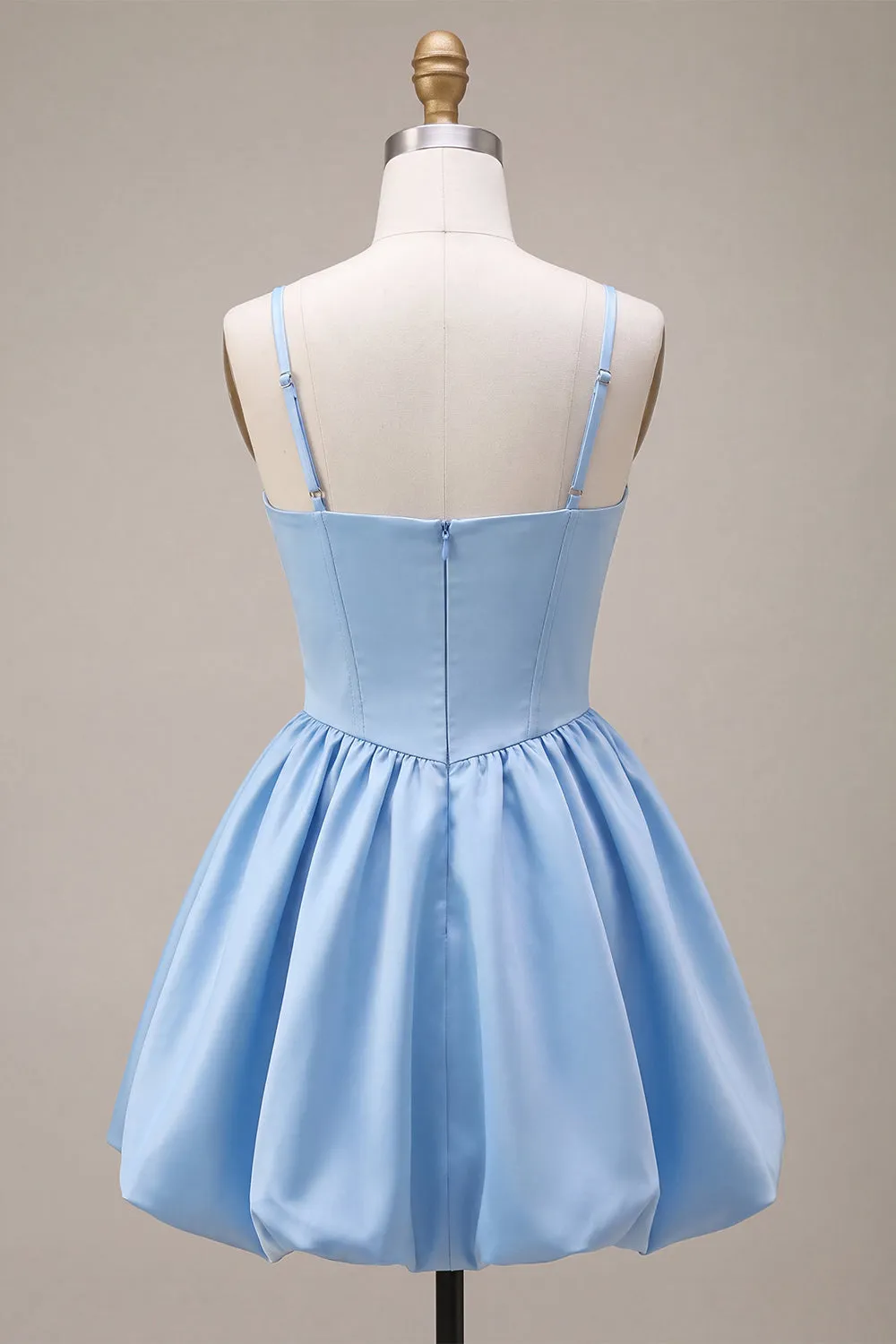 Sky Blue Satin A Line Homecoming Dress with Bow sold by Wedtrend product image thumbnail 4