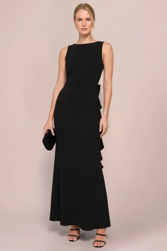 Black Bateau Neck Backless Formal Dress with Sash made by Wedtrend