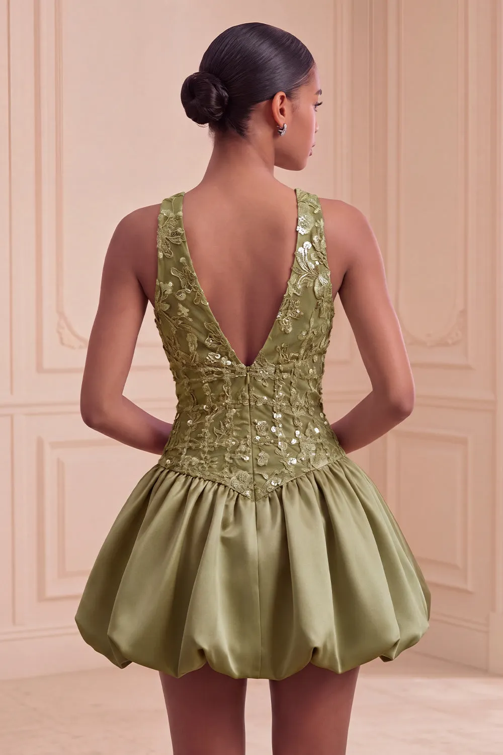Halter Olive A Line Short Homecoming Dress with Sequins sold by Wedtrend product image thumbnail 2