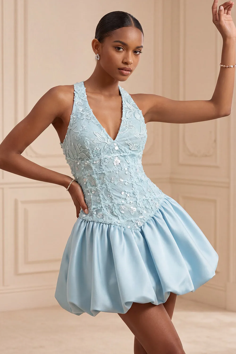Halter Olive A Line Short Homecoming Dress with Sequins sold by Wedtrend product image thumbnail 5