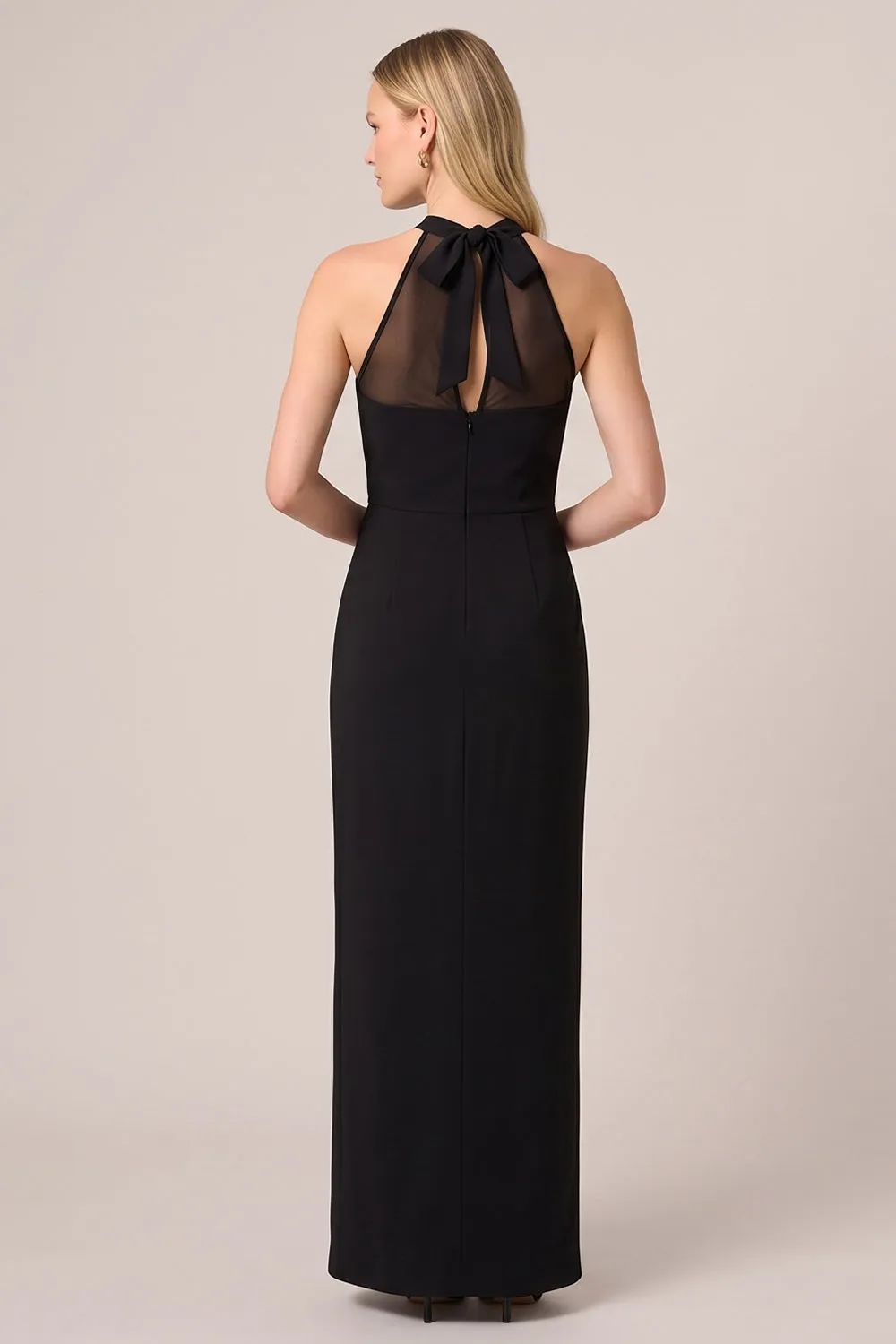 Halter Black Sheath Long Formal Dress with Slit sold by Wedtrend product image thumbnail 2