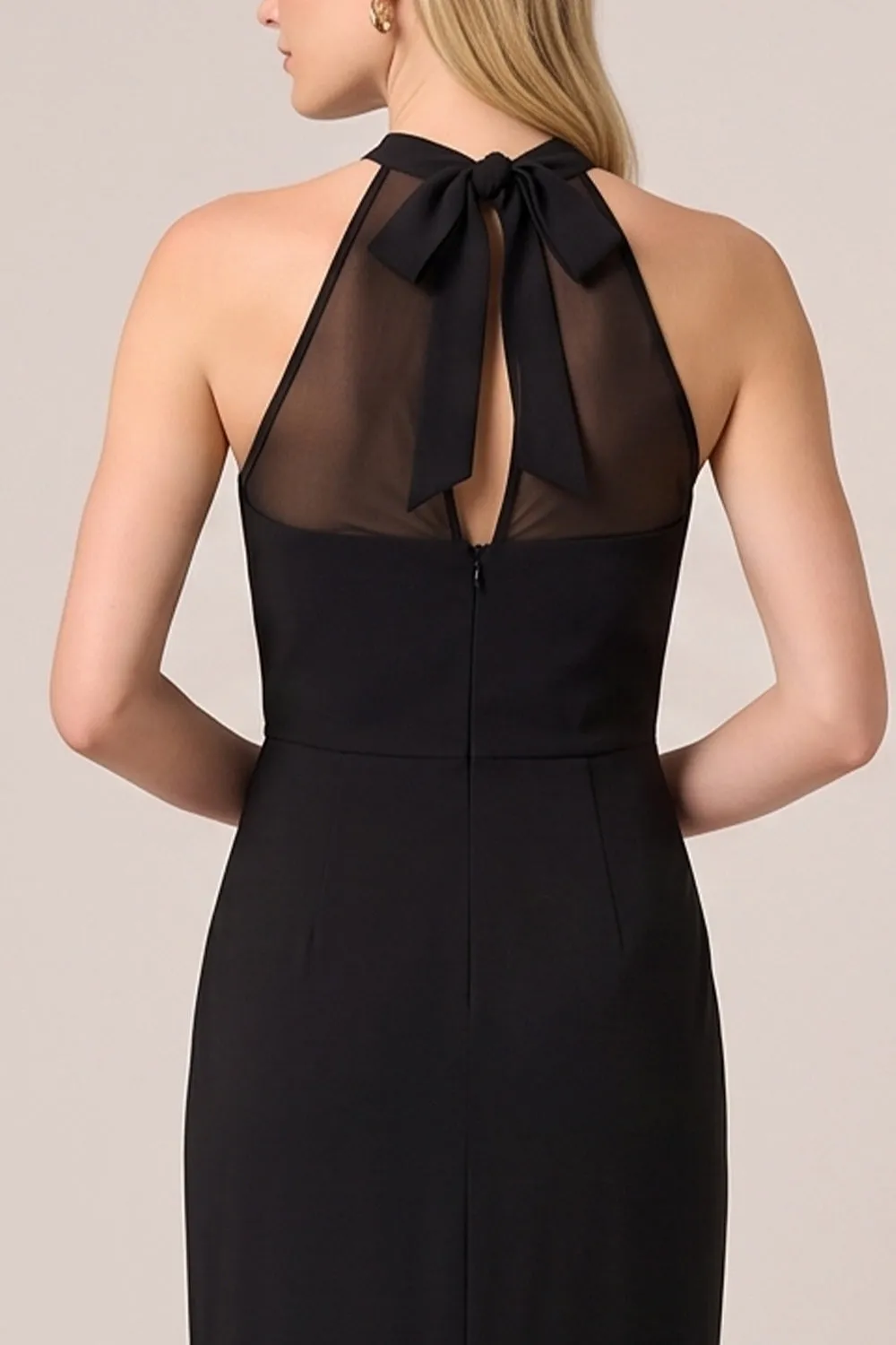 Halter Black Sheath Long Formal Dress with Slit sold by Wedtrend product image thumbnail 4
