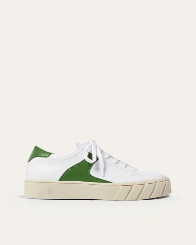 Vegan Seek Trainer, White & Green sold by Dear Frances