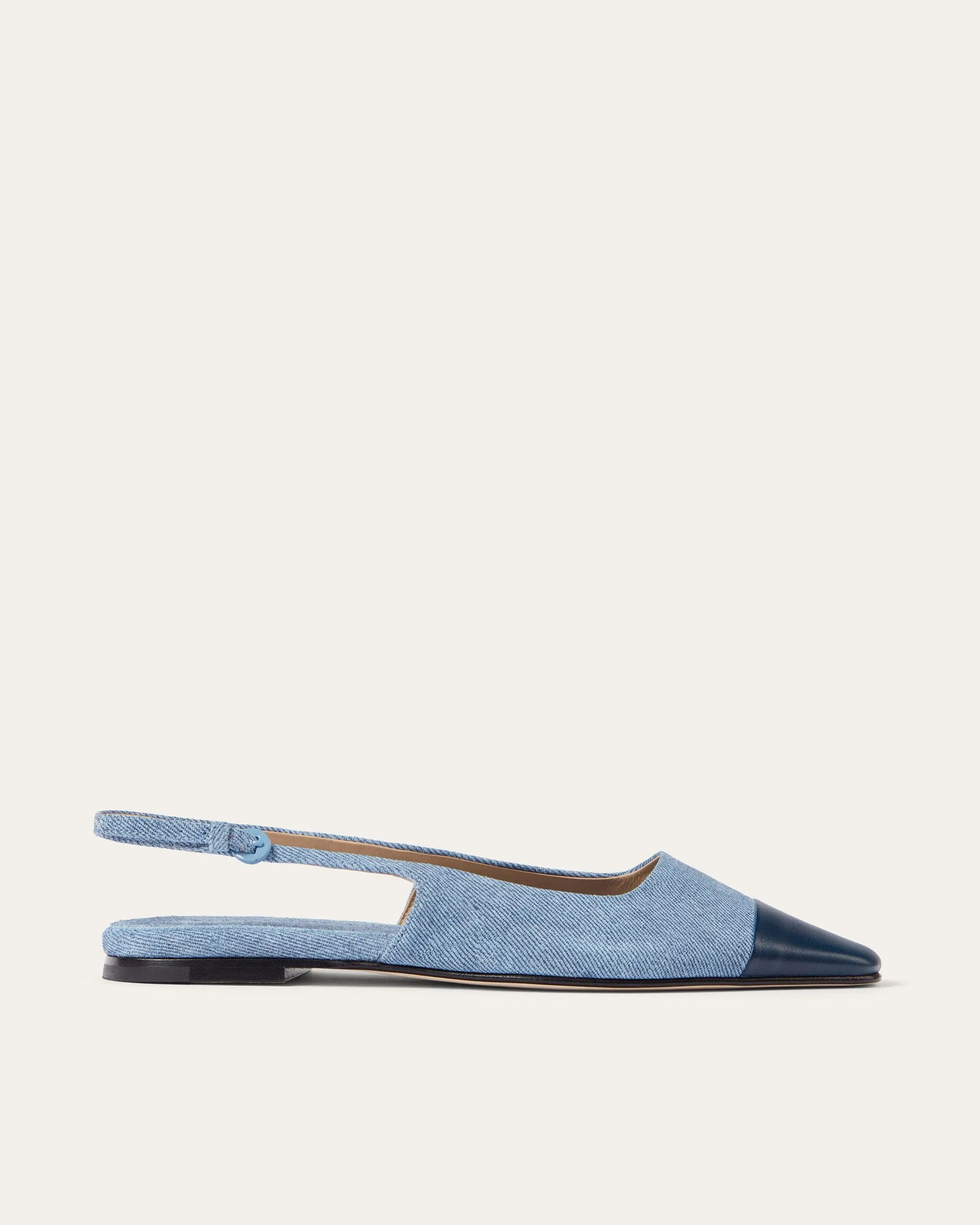 Tia Slingback, Denim Leather sold by Dear Frances