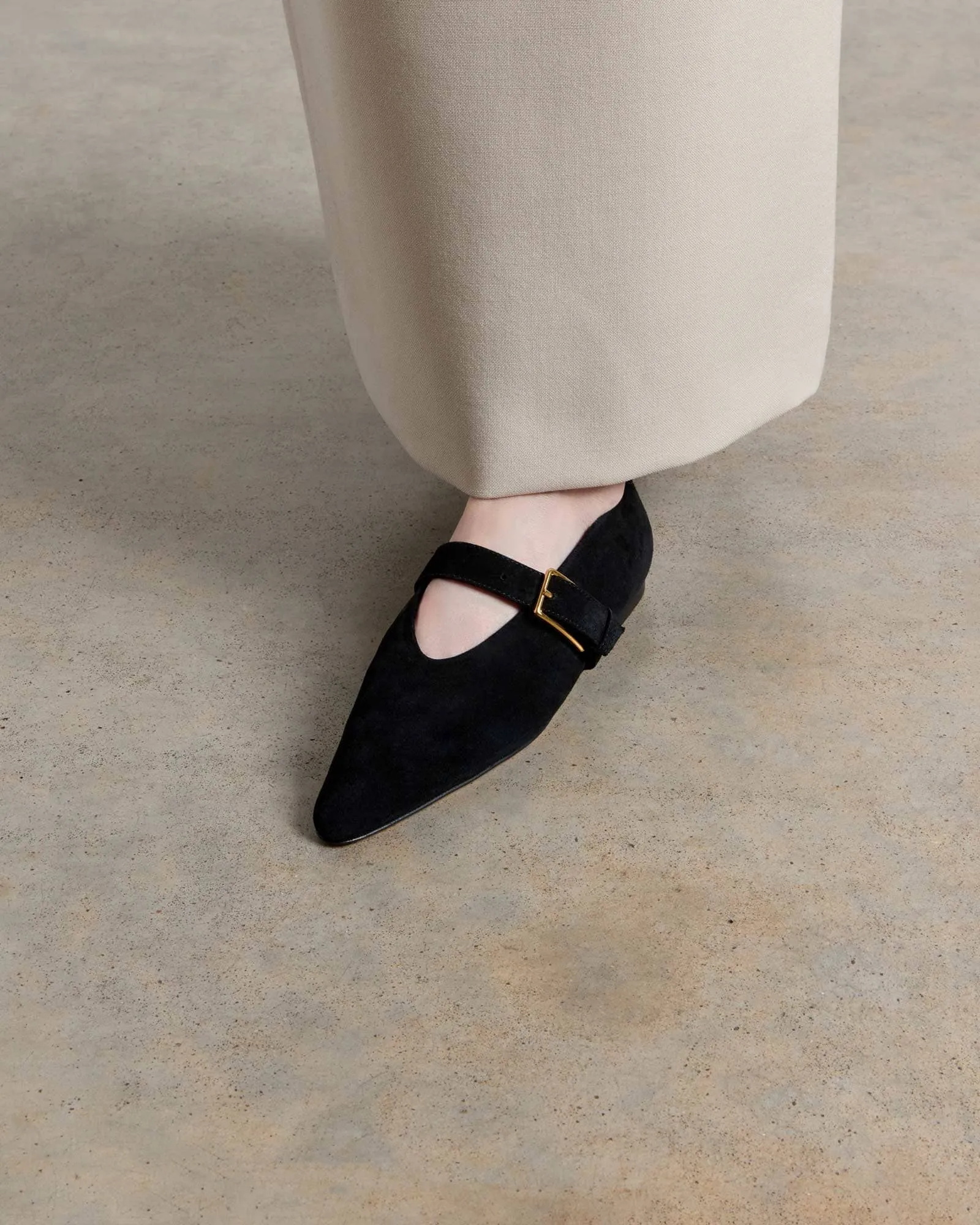 Topo Flat with Strap, Black Suede sold by Dear Frances product image thumbnail 4