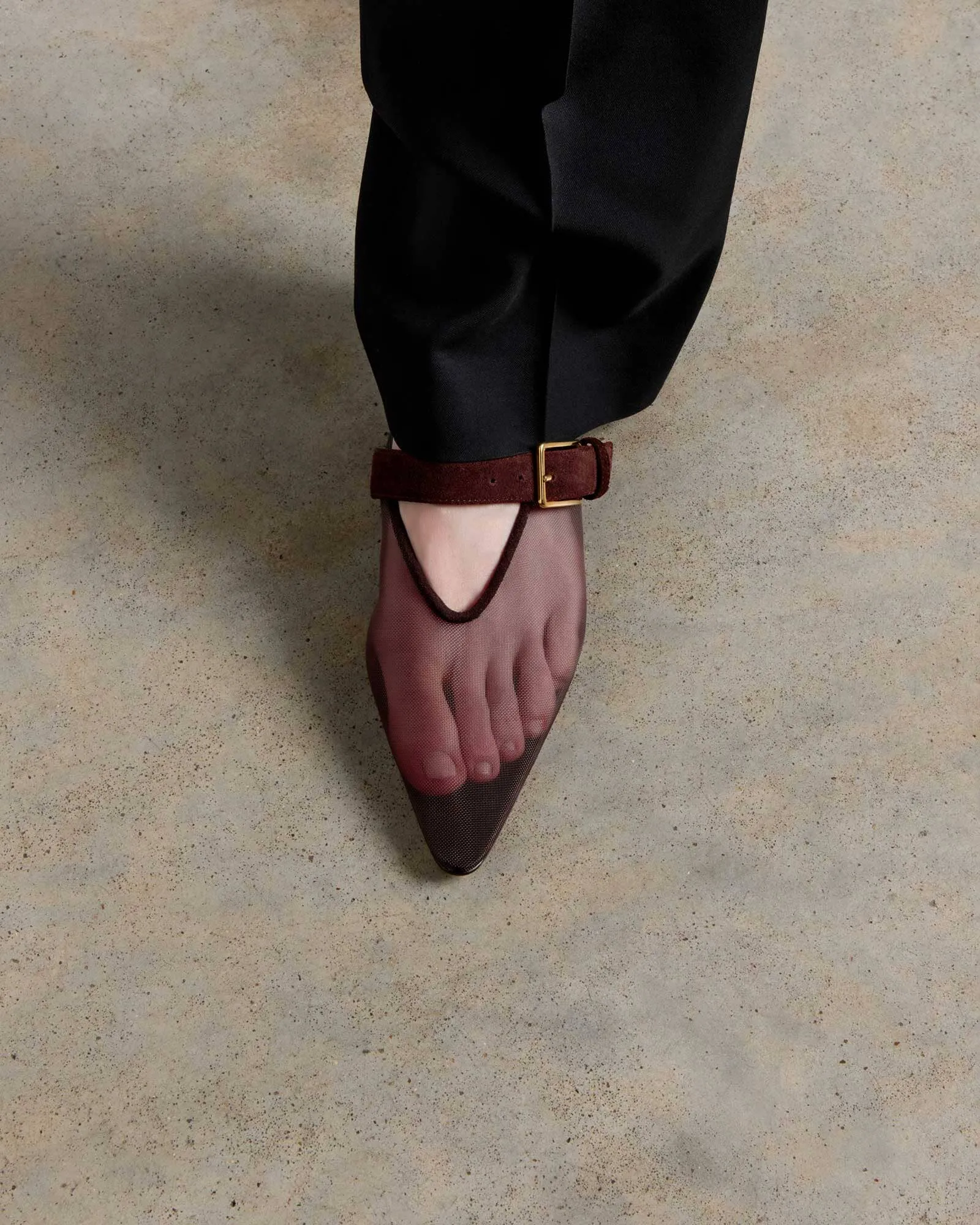 Topo Flat with Strap, Bordeaux Mesh sold by Dear Frances product image thumbnail 4