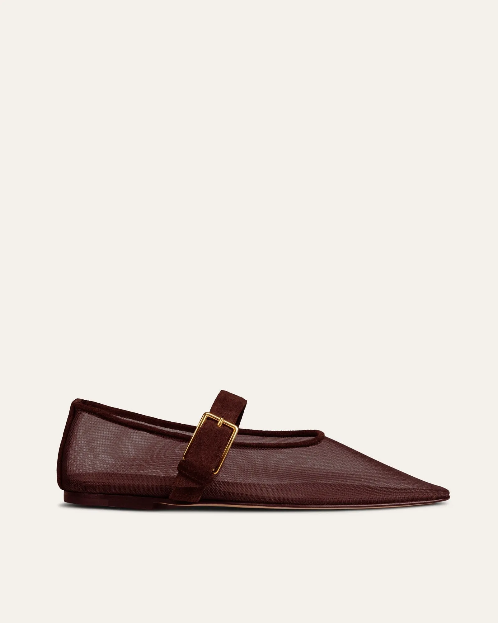 Topo Flat with Strap, Bordeaux Mesh sold by Dear Frances