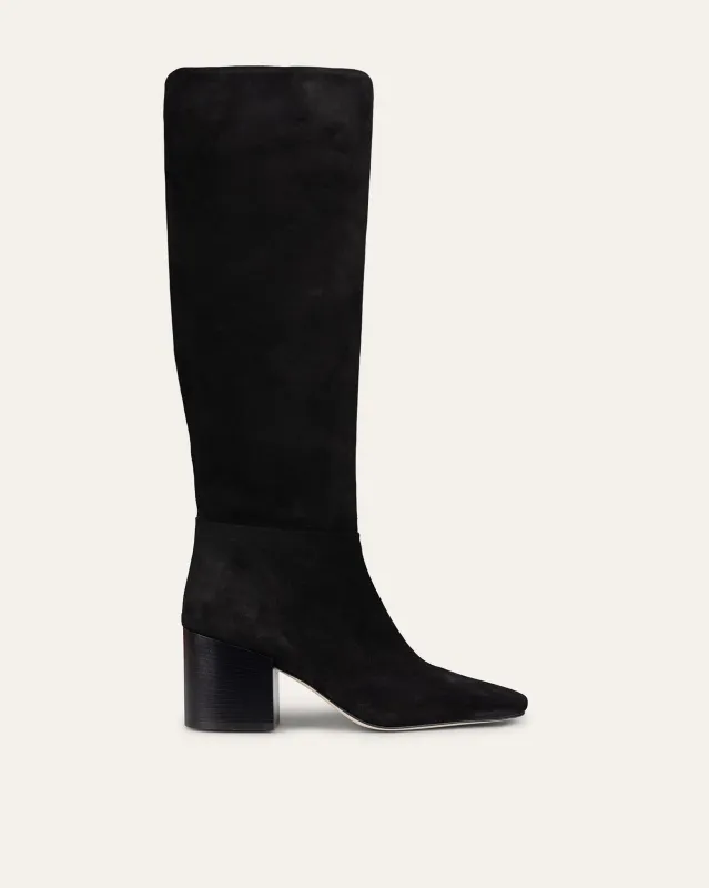 Alma Knee Boot, Black Suede made by Dear Frances
