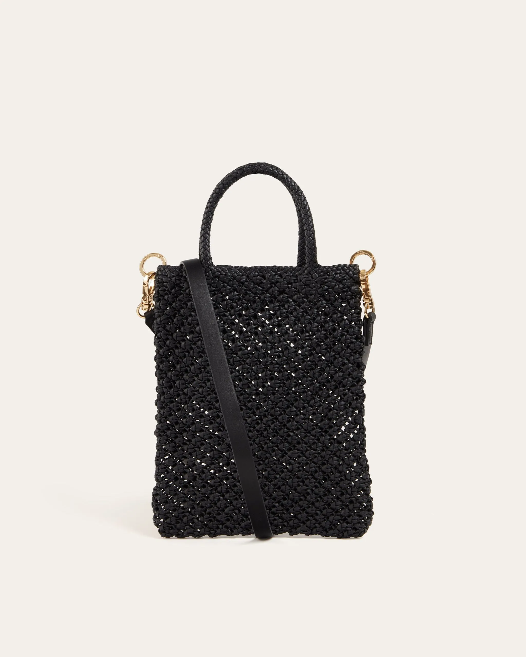 Gio Small Tote, Black Weave sold by Dear Frances