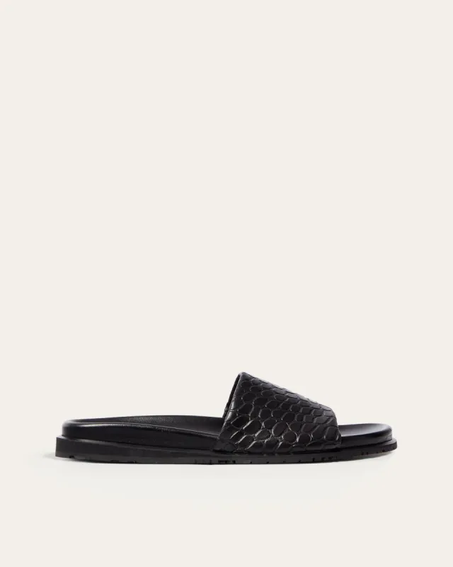 Vegan Base Slide, Black Croc sold by Dear Frances