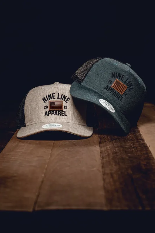 Roadie Trucker Hat Leather Flag Collection sold by Nine Line