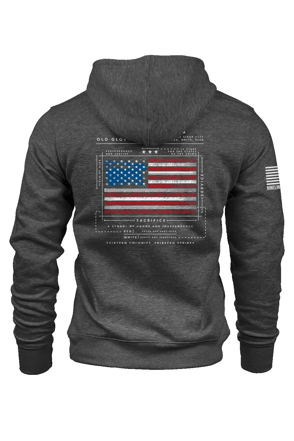 American Flag Schematic - Hoodie sold by Nine Line product image thumbnail 3