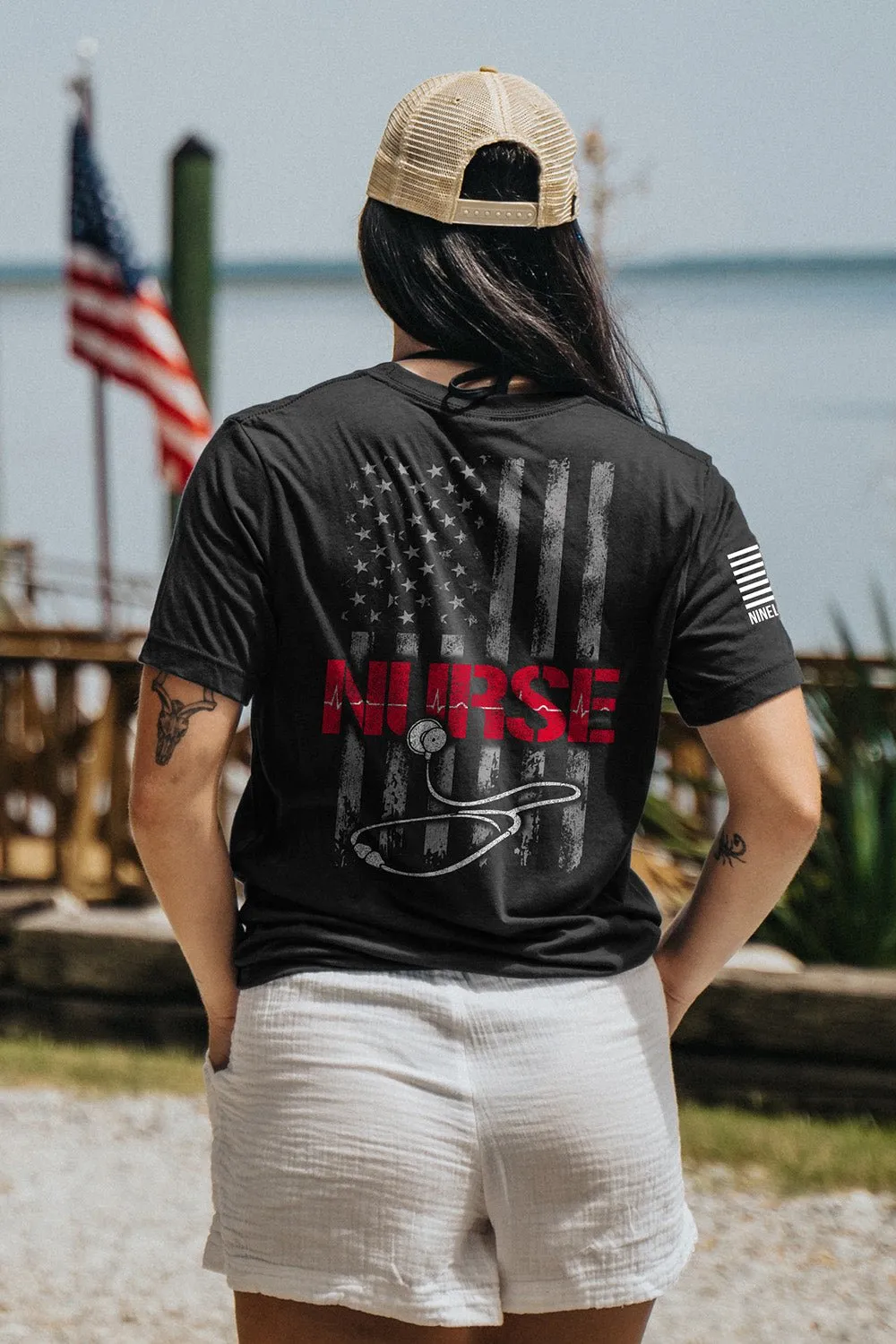 Stethoscope Flag - T-Shirt sold by Nine Line product image thumbnail 2