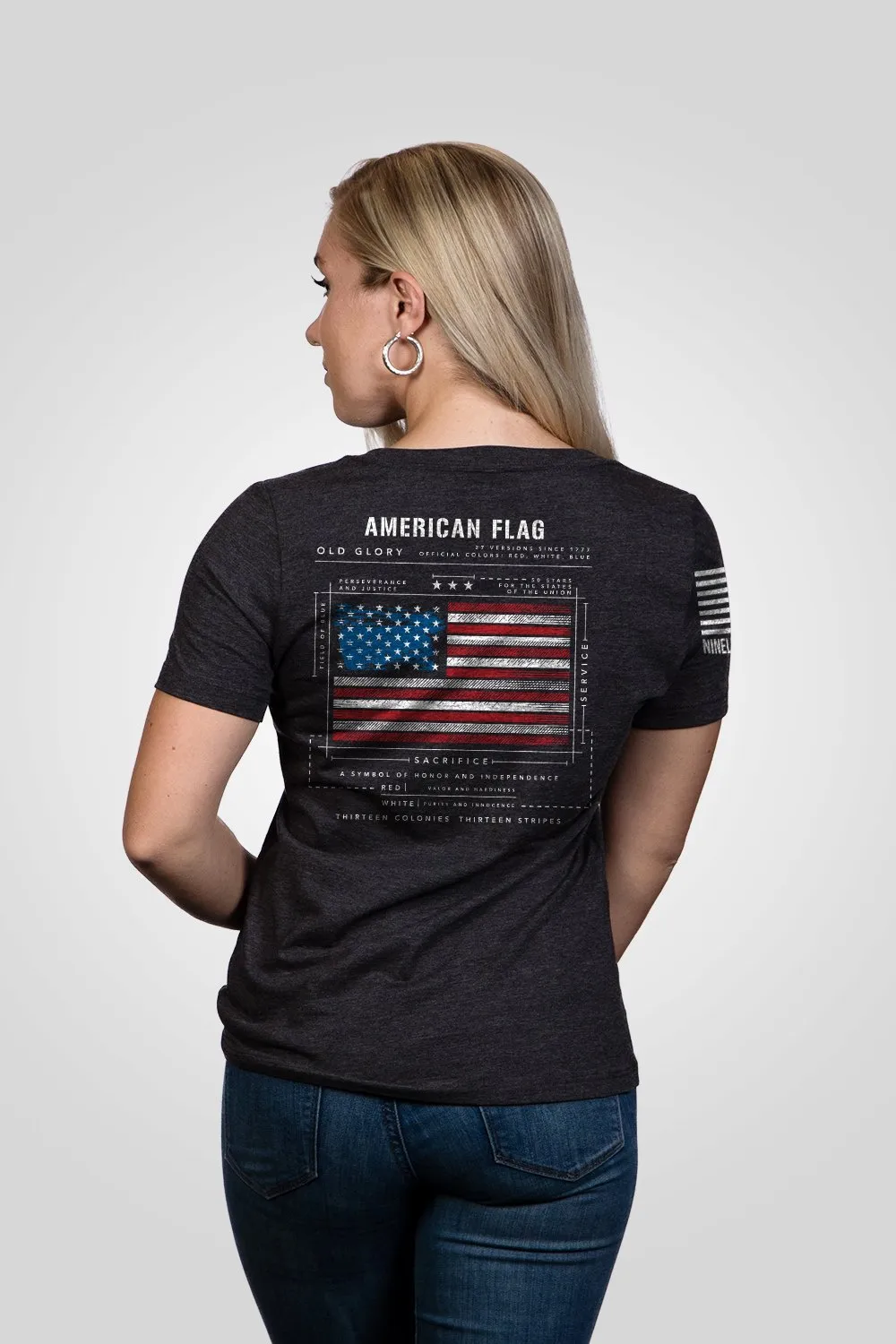American Flag Schematic - Women's Relaxed Fit V-Neck Shirt sold by Nine Line product image thumbnail 3