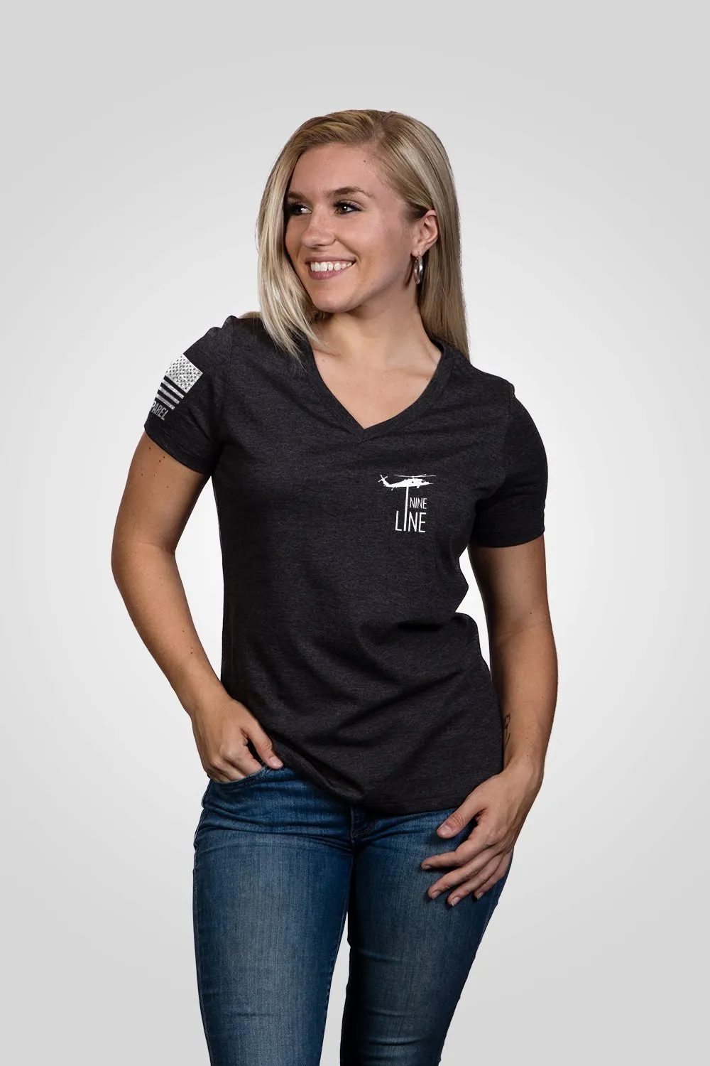 American Flag Schematic - Women's Relaxed Fit V-Neck Shirt sold by Nine Line product image thumbnail 4