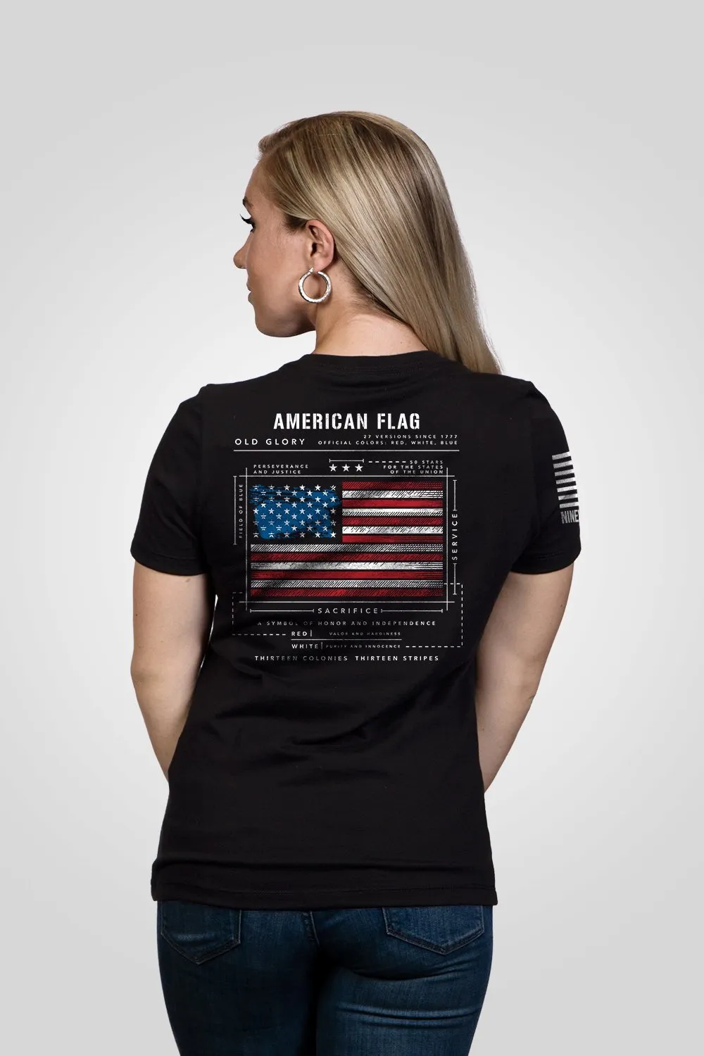 American Flag Schematic - Women's Relaxed Fit V-Neck Shirt sold by Nine Line