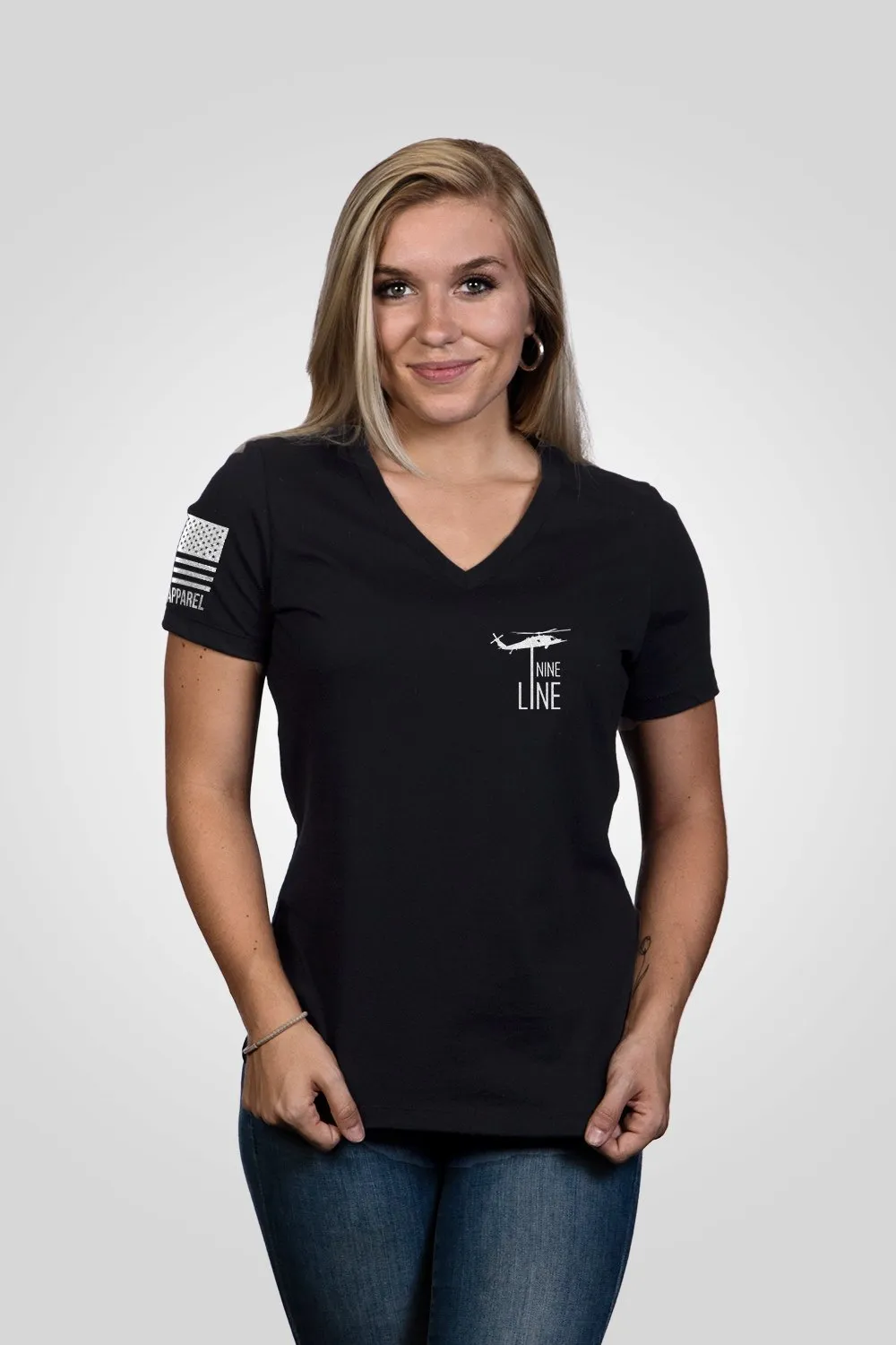 American Flag Schematic - Women's Relaxed Fit V-Neck Shirt sold by Nine Line product image thumbnail 2