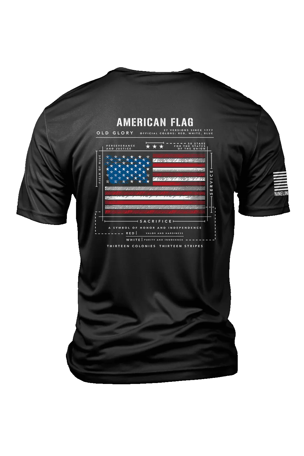 Moisture Wicking T-Shirt - American Flag Schematic sold by Nine Line