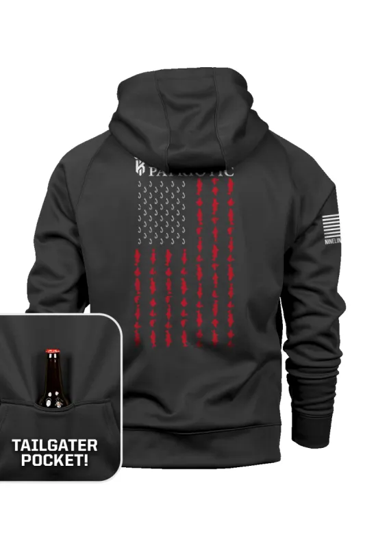 Raglan Tailgater Hoodie - KT Team Fishing Flag sold by Nine Line