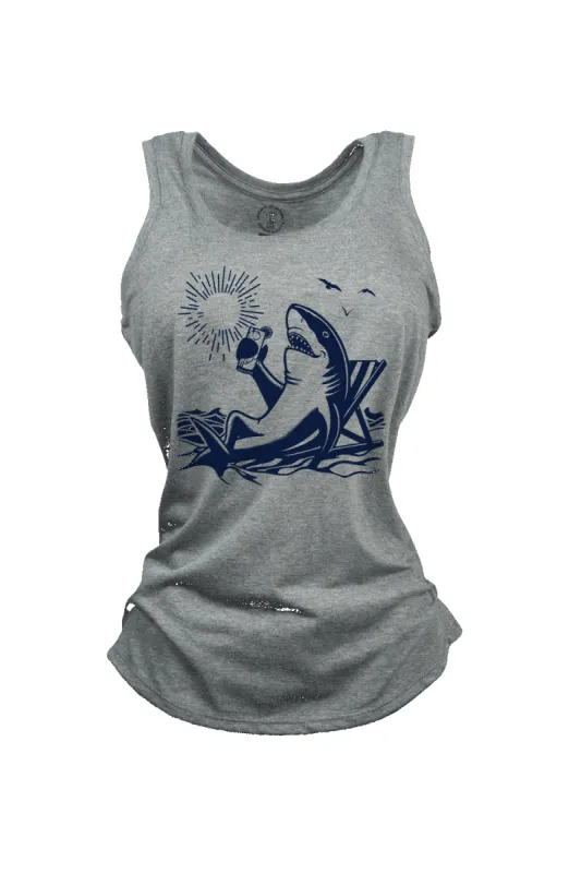 Beach Shark - Women's Racerback Tank sold by Nine Line