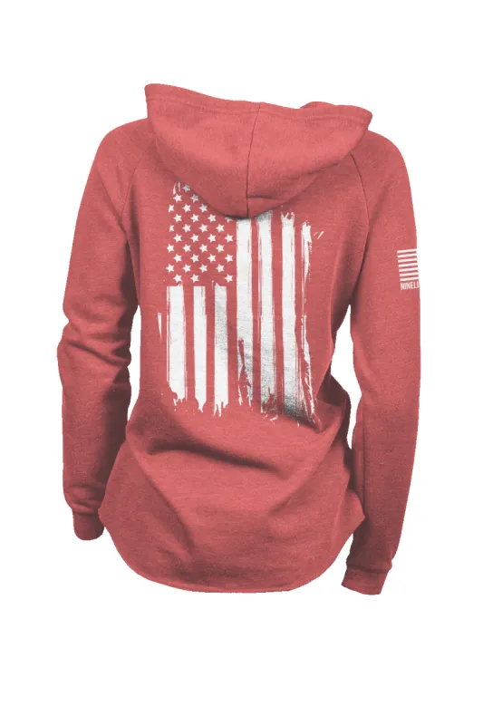 America - Lightweight Women's V-Neck Hoodie sold by Nine Line