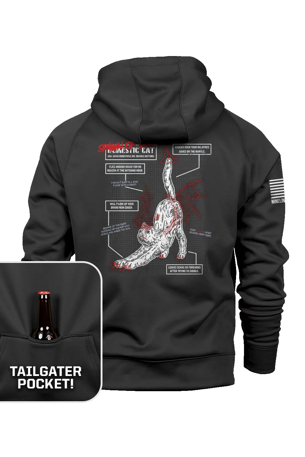 Spawn of Satan - Cat Schematic - Raglan Tailgater Hoodie sold by Nine Line