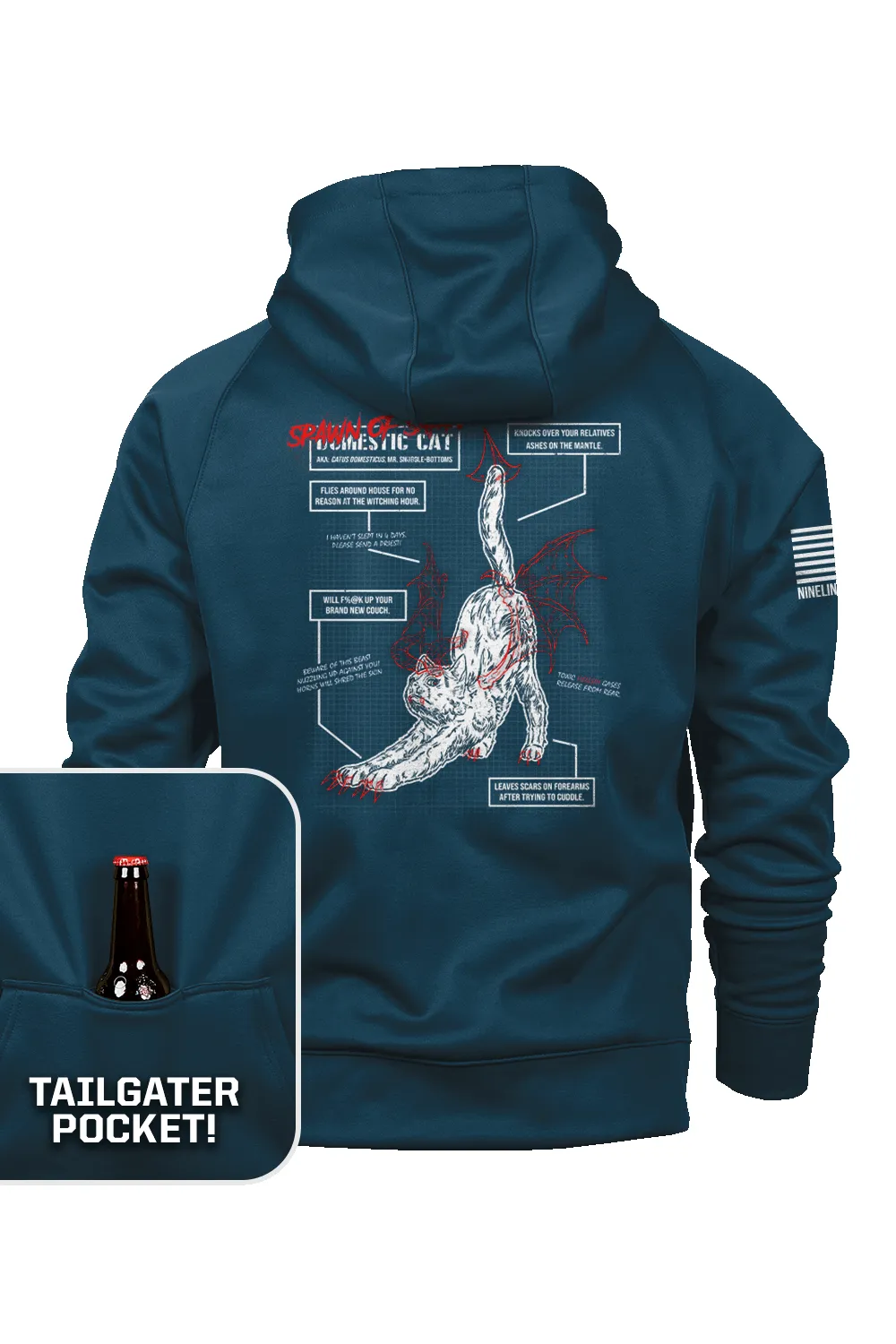 Spawn of Satan - Cat Schematic - Raglan Tailgater Hoodie sold by Nine Line product image thumbnail 3