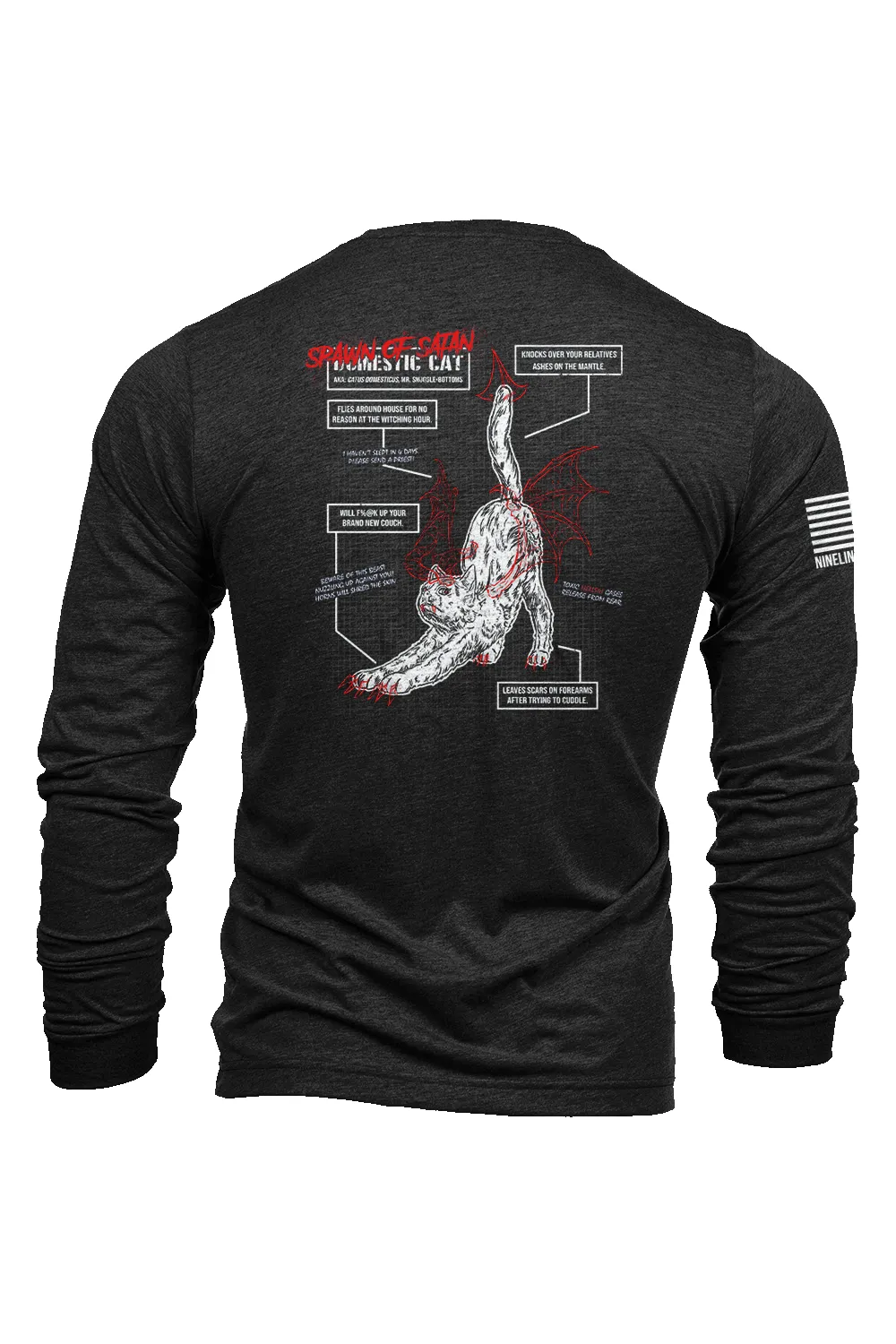 Spawn of Satan - Cat Schematic - Long-Sleeve Shirt sold by Nine Line