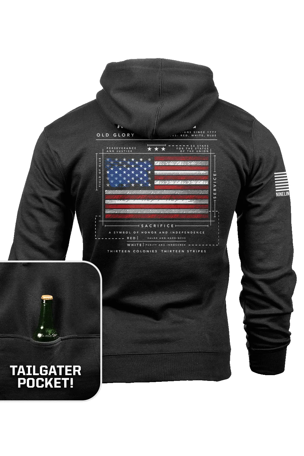 American Flag Schematic - Tailgater Hoodie sold by Nine Line